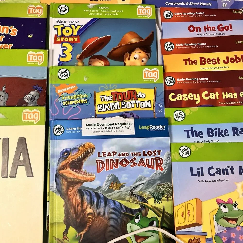 27 Leap Frog Tag/LeapReader Early Reading Interactive Books Lot + Pen, USB